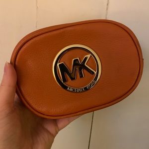 Michael Kors Orange Leather Fulton Cosmetic Pouch